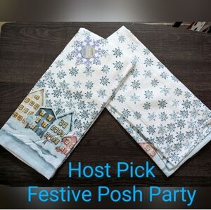 2 Snowy Winter Snowman themed Hand Towels